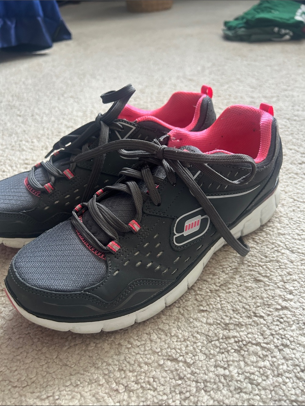Women's Sketchers Gray and Pink Athletic Walking Sneakers
